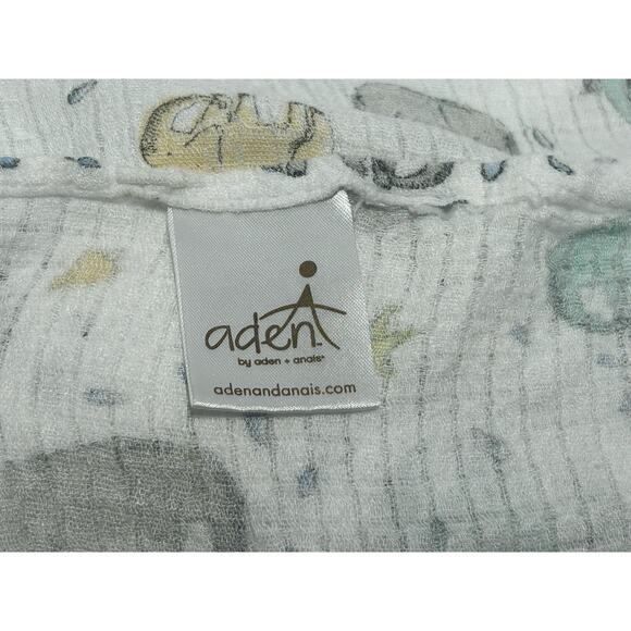 Aden + Anais Blue Gray Yellow Ellie Elephant Bird Baby  Aden + Anais Blue Gray Yellow Ellie Elephant Bird Baby Blanket Viscose Bamboo